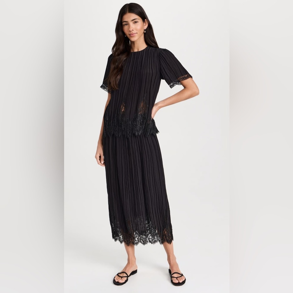 Zimmermann Black Pleated matching top and skirt set